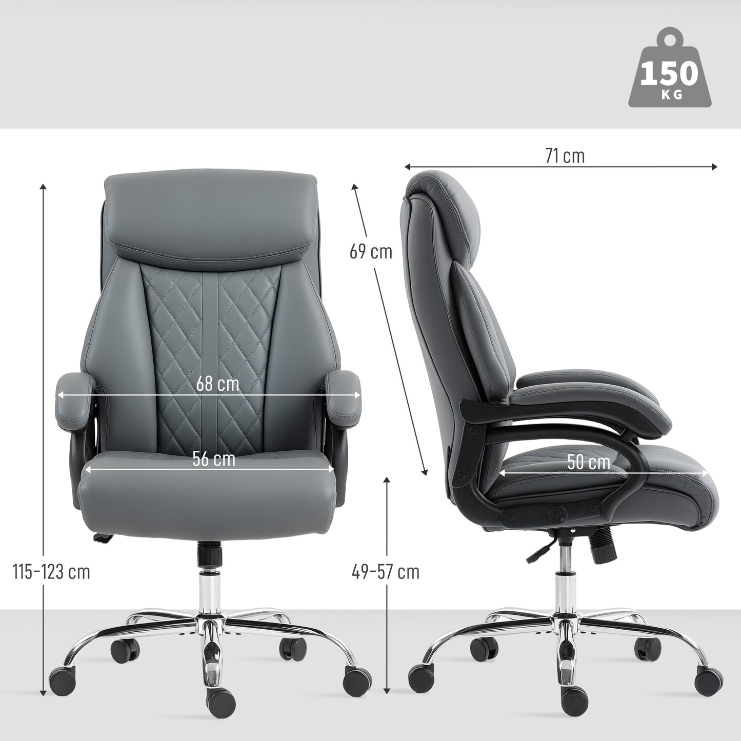 Super Padded Faux Leather Office Chair - Charcoal Grey