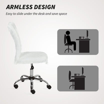 Plush Office Desk Chair, Modern Armless Swivel Vanity Chair with Adjustable Height for Home Office, Bedroom, Living Room