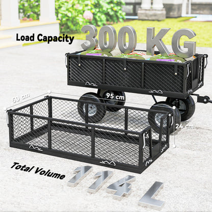 114L Steel Frame Garden Cart Trolley - Black