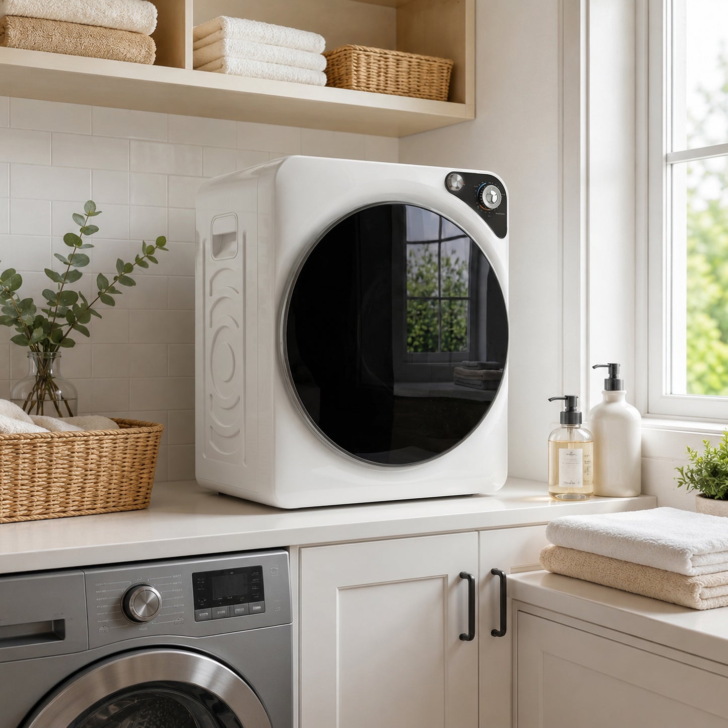 5kg Vented Tumble Dryer, 1000W Compact Tumble Dryer with 5 Drying Modes, Stainless Steel Tub, White