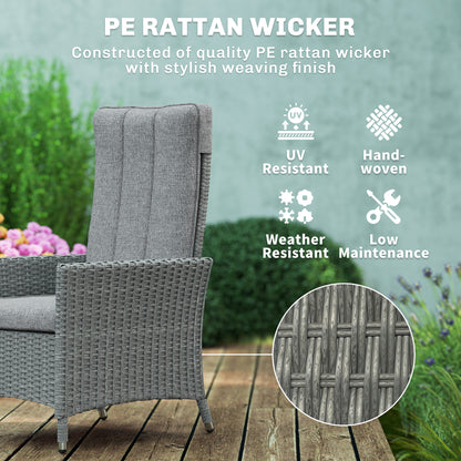 105°-150° Reclining Rattan Chair - Light Grey