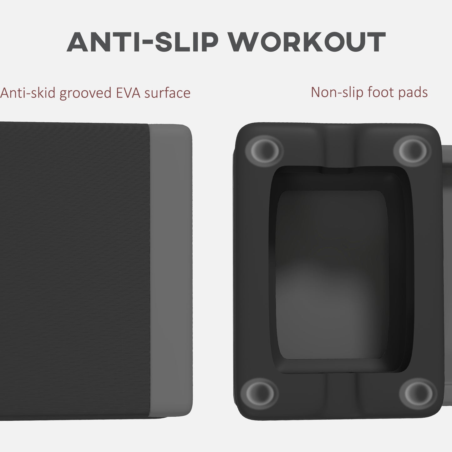 Adjustable Fitness Stepper, with Non-Slip Surface, for Home, Gym, Office Workout, Grey