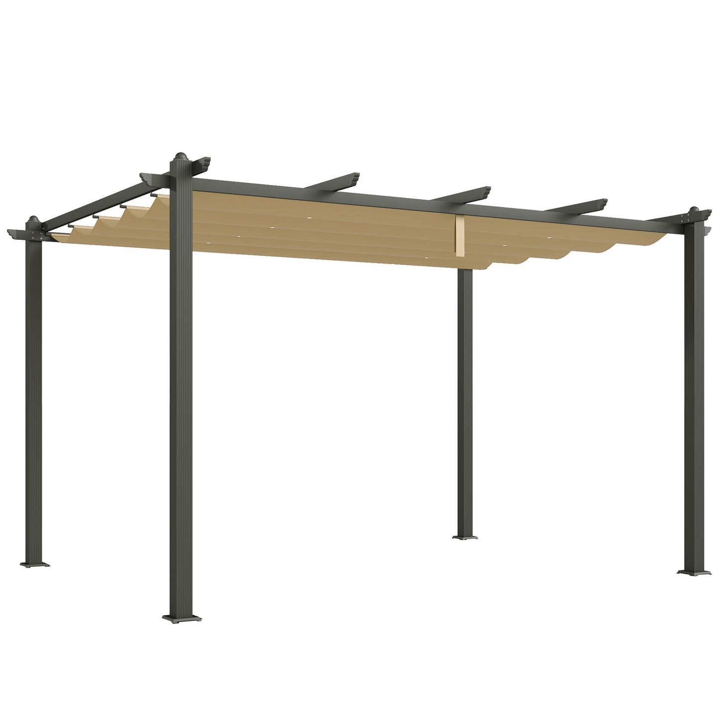 3 x 4m Aluminium Pergola, with Retractable Roof - Khaki