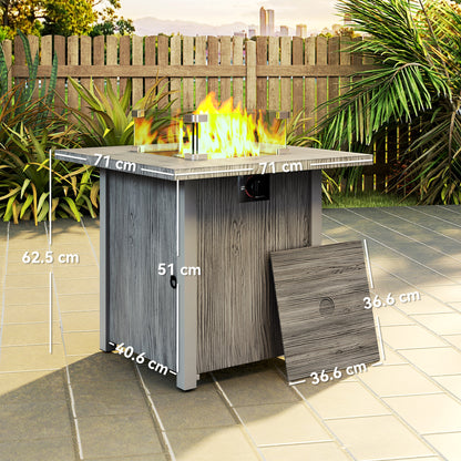 50,000 BTU Gas Fire Pit Table, with Cover - Dark Grey