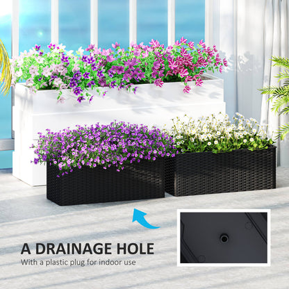 Set of Two Rattan-Effect Planters - Black