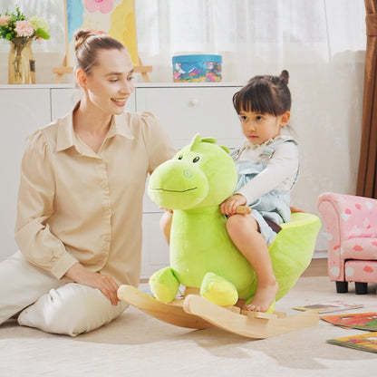 Kids Rocking Horse, Plush Ride-On Dinosaur Seat, with Seat Seat Belt, 32 Songs, Ride-On Horse