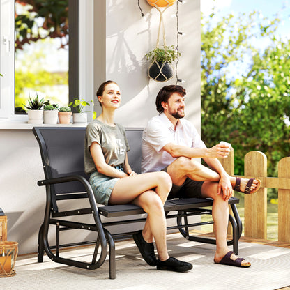 2-Person Outdoor Glider Bench Patio Double Swing Gliding Chair Loveseat w/Power Coated Steel Frame for Garden Patio Porch