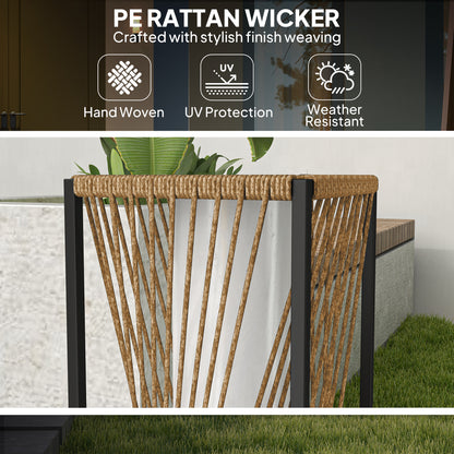 Rattan Solar Garden Lights, Auto On/Off LED Floor Lamp, Sand Brown