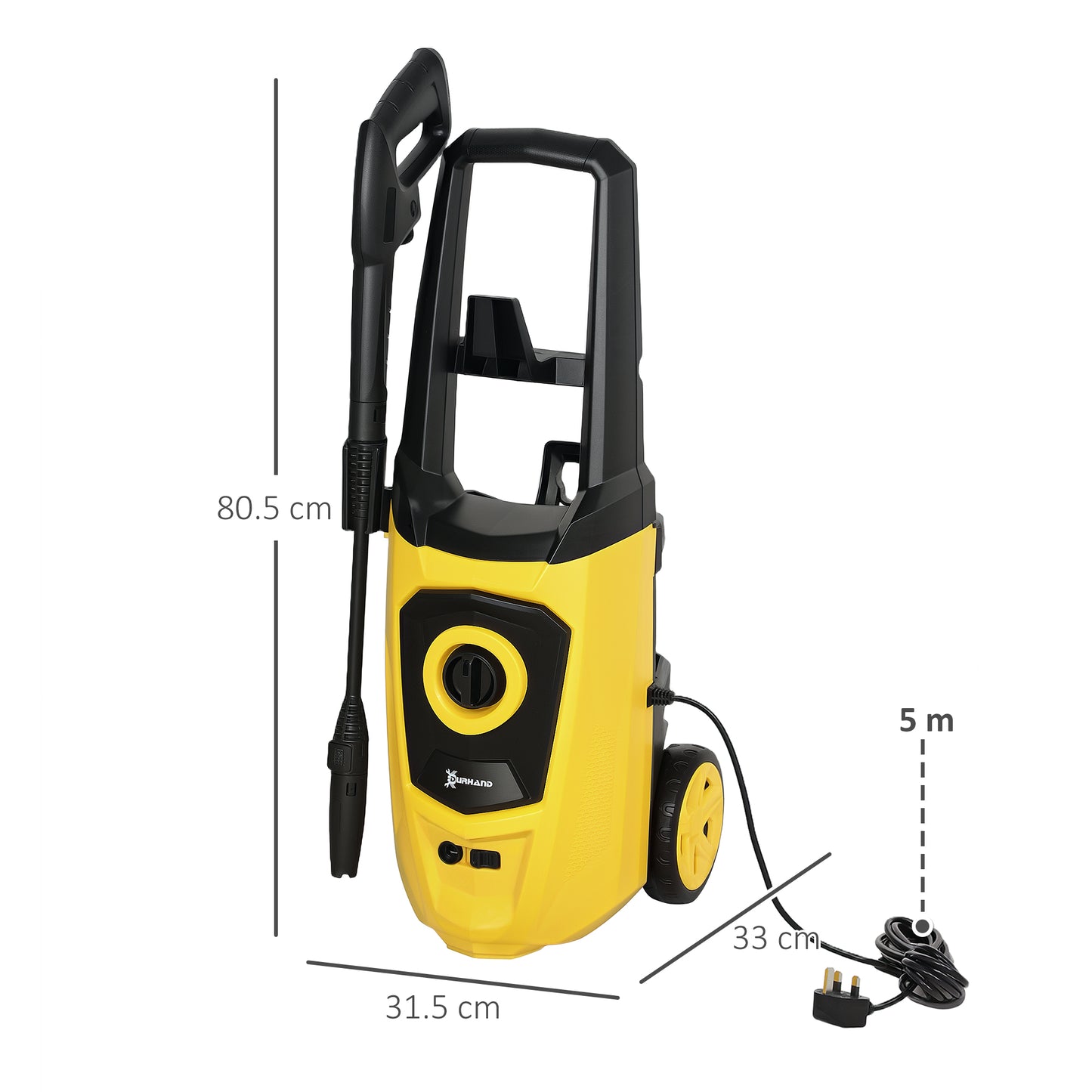 1800W High Pressure Washer, 150 Bar Pressure, 510 L/h Flow