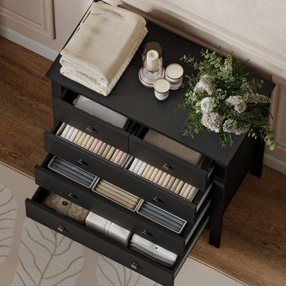 5 Drawer Dresser for Bedroom, Modern Chest of Drawers, Wide Storage Unit for Living Room, Hallway, Black