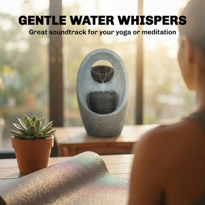 Water Feature with 2-Tier Bowls, Garden Water Fountain with Pump and LED Lights, Resin Cascading Waterfall
