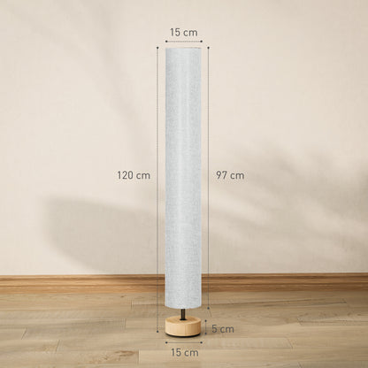 Floor Lamp for Living Room, 47" Modern Standing Lamp with Linen Shade, Wooden Base, Grey