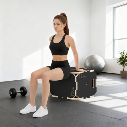 Non-Slip Plyo Box, Corner-free Wooden Jump Box, 31 x 36 x 41 cm