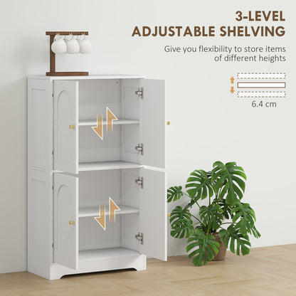 4-Door Kitchen Storage Cabinet with Adjustable Shelves - White