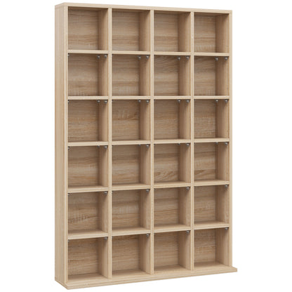 CD Storage Unit with Adjustable Shelves, Suitable for up to 456 CDs, 89 x 130.5 cm, Nature Wood Finish
