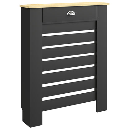 95.5H x 78Wcm Radiator Cover, with Drawer - Black