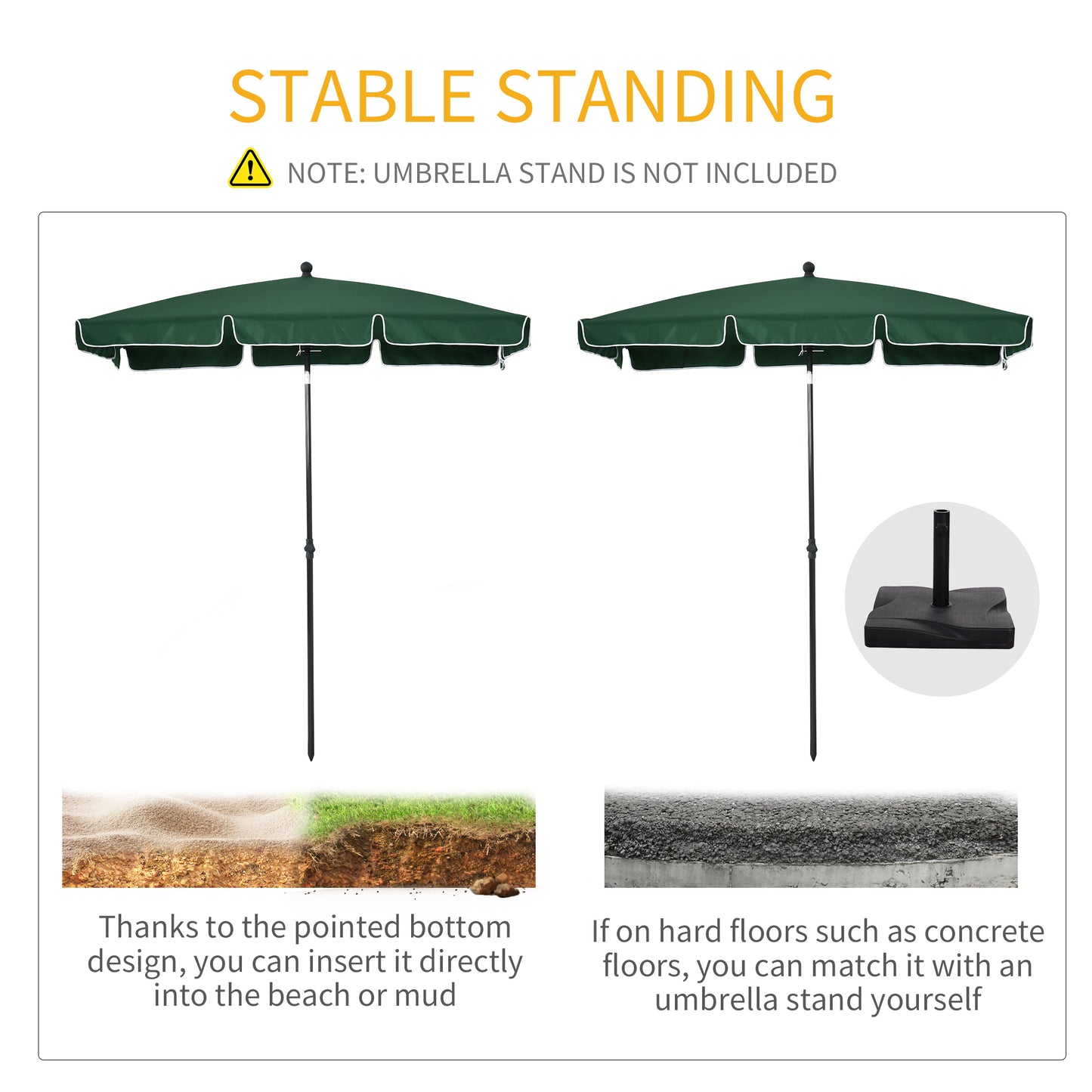 Garden Parasol Umbrella, Outdoor Market Table Umbrella with Ruffles & Aluminium Pole