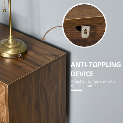 Bedside Table with Two Drawers, Side Cabinet Storage Unit with Metal Handles, Organisation Furniture for Living Room