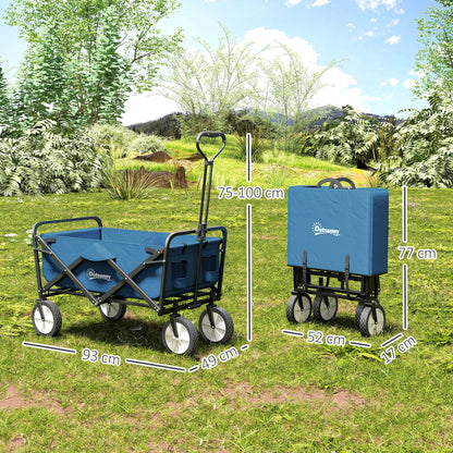 135L Festival Trolley on Wheels, Folding Wagon Camping Trolley Cart with Adjustable Handle, Dual Brakes