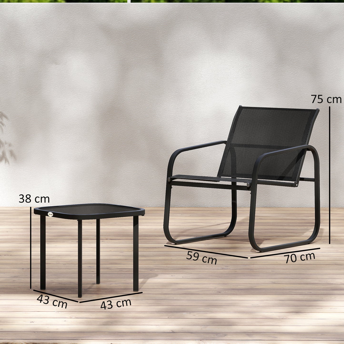 Three-Piece Garden Seating Set - Black
