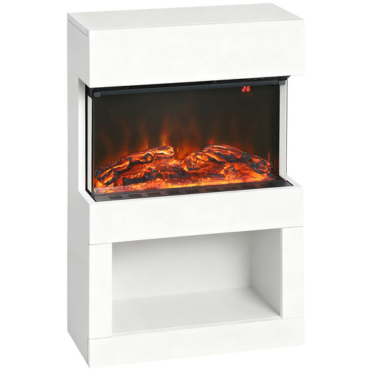 19" Electric Fireplace with Surround, 3D Flame Effect, 6 Colours & 3 Brightness Levels