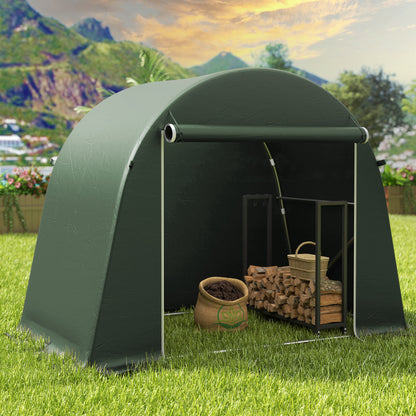 8 x 4 ft Garden Storage Tent, Waterproof Bike Tent with Roll-up Zipper Door and Galvanised Metal Frame, Green
