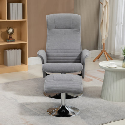 Swivel Recliner Chair with Footstool, Velvet Recliner Armchair with Ottoman, Steel Base