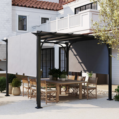 3 x 3(m) Outdoor Pergola, Garden Pergola Gazebo with Adjustable Canopy, Grey