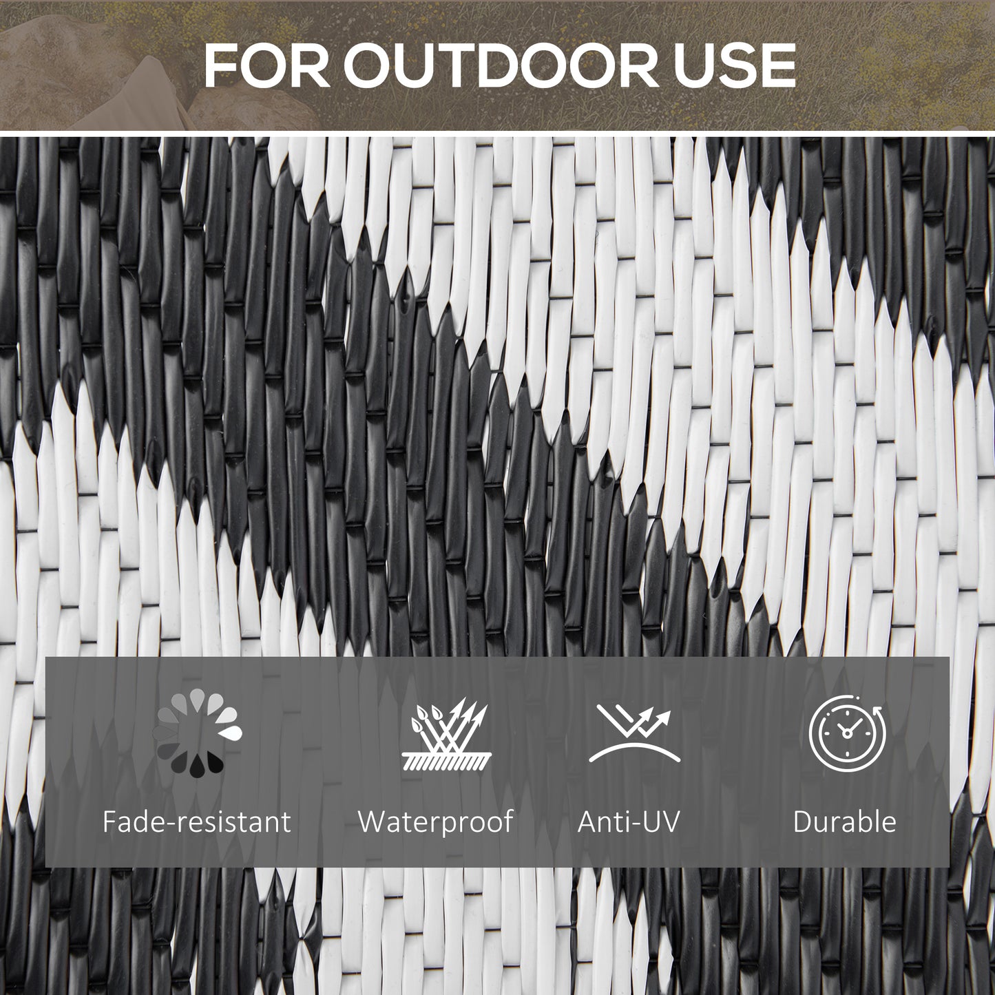152 x 243 cm(5x 8ft) Outdoor Rug Reversible Mat Plastic Straw Rug Portable RV Camping Mat for Garden Deck Picnic Indoor