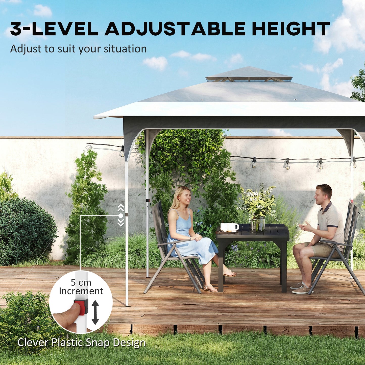 3.5 x 3.5 m Pop Up Gazebo with One-Push Setup, UPF50+ Double Tier Garden Party Tent Marquee with Carry Bag, Dark Grey
