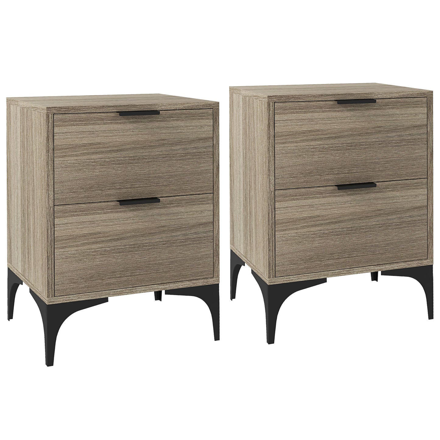 Set of Two Wood Effect Bedside Tables