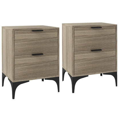 Set of Two Wood Effect Bedside Tables