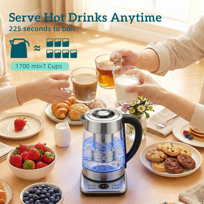 Electric Kettle, 1.7L Fast Boil 3KW Water Kettle with UK Strix Thermostat, Tea Infuser, Keep Warm Function