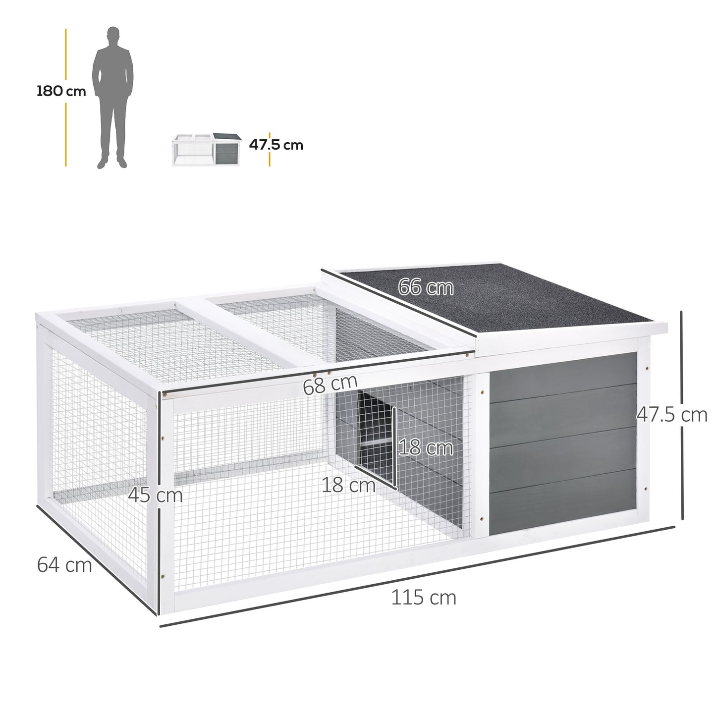 Rabbit Hutch Guinea Pig Hutch Wooden Small Animal Cage Rabbit Run Duck House with Openable Roof for Indoor Outdoor Easy to Cl