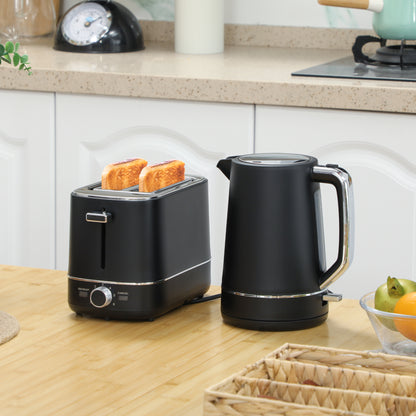 Kettle and Toaster Set, 1.7L 3000W Fast Boil Kettle & 2 Slice Toaster Kitchen Set with 6 Level Browning Controls, Defrost