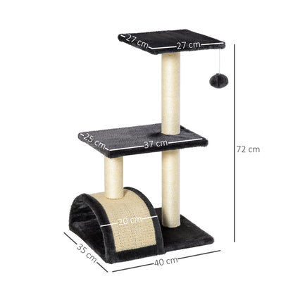 72cm Cat Tree with Scratching Post, Pad for Indoor Cats - Smoky Grey