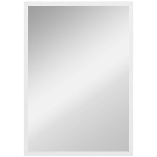 Wall Bathroom Mirror, 60 x 40 cm Wall-Mounted Mirror for Living Room, Bedroom, Hallway, White