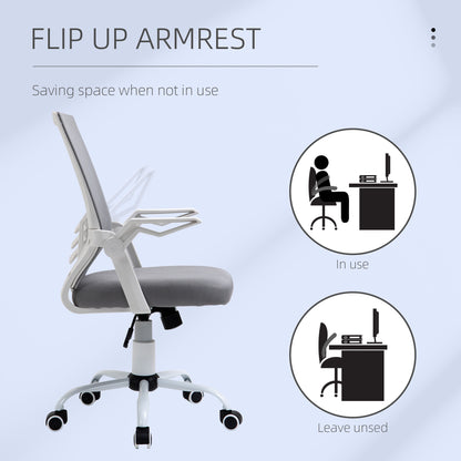 Office Chair with Flip-up Armrest, Mid Back Desk Chair with Mesh Back, Lumbar Support, Adjustable Height