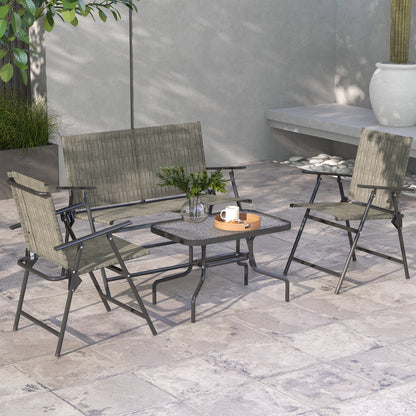 Four-Piece Metal Garden Sofa Set - Mixed Brown