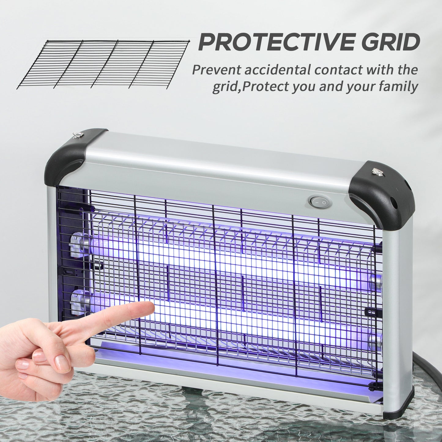 30W Electric Fly Zapper, Bug Zapper with UK Plug, 2 UV Bulbs, Hanging Chain, On/Off Switch and Removable Catch Tray
