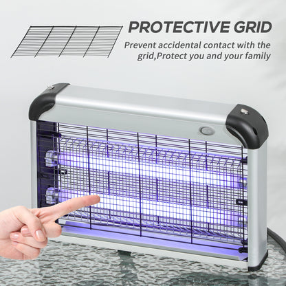 30W Electric Fly Zapper, Bug Zapper with UK Plug, 2 UV Bulbs, Hanging Chain, On/Off Switch and Removable Catch Tray