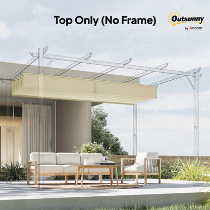 Retractable Pergola Cover, 3.5 x 2.6 m Replacement Canopy Fabric for 4 x 3 m Frame, Roof Top Only, Cream White