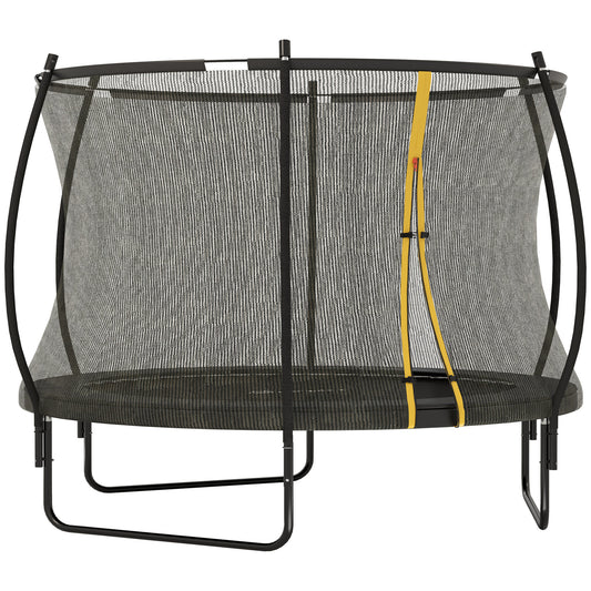 10ft Outdoor Trampoline with Enclosure Net, Spring Cover, Black