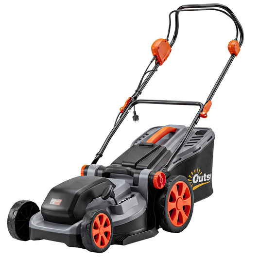 1800W Electric Lawnmower with 40cm Cutting Width, Mulching Feature, 50L Grass Collection Bag, 6 Cutting Heights