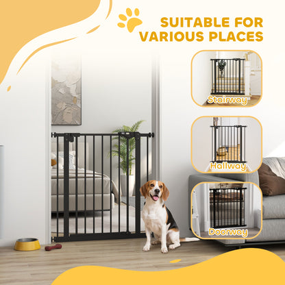 Adjustable Safety Gate w/ One Extensions, Four Adjustable Screws, Black