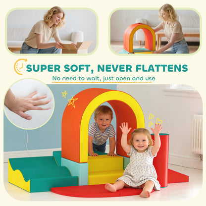 Kids Soft Play Set, 10PCs PU Leather Foam Climbing Blocks for Climb and Crawl, Educational Toys for Motor Development