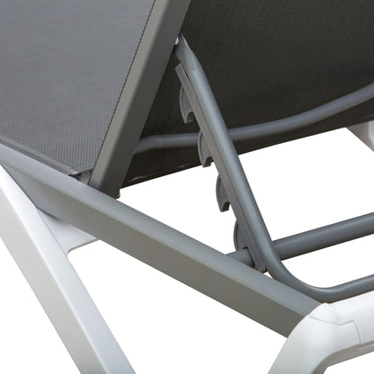Aluminium Frame Sun Lounger, with Adjustable Back - Grey