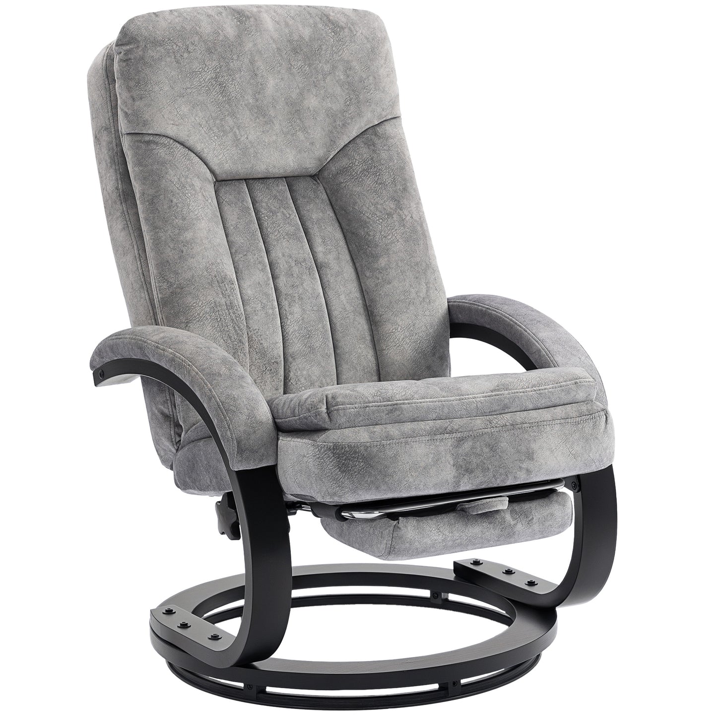 Swivel Recliner Chair with Footrest, Manual Recliner Armchair with Wooden Base