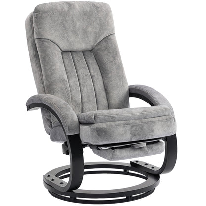 Swivel Recliner Chair with Footrest, Manual Recliner Armchair with Wooden Base