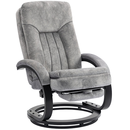 Swivel Recliner Chair with Footrest, Manual Recliner Armchair with Wooden Base